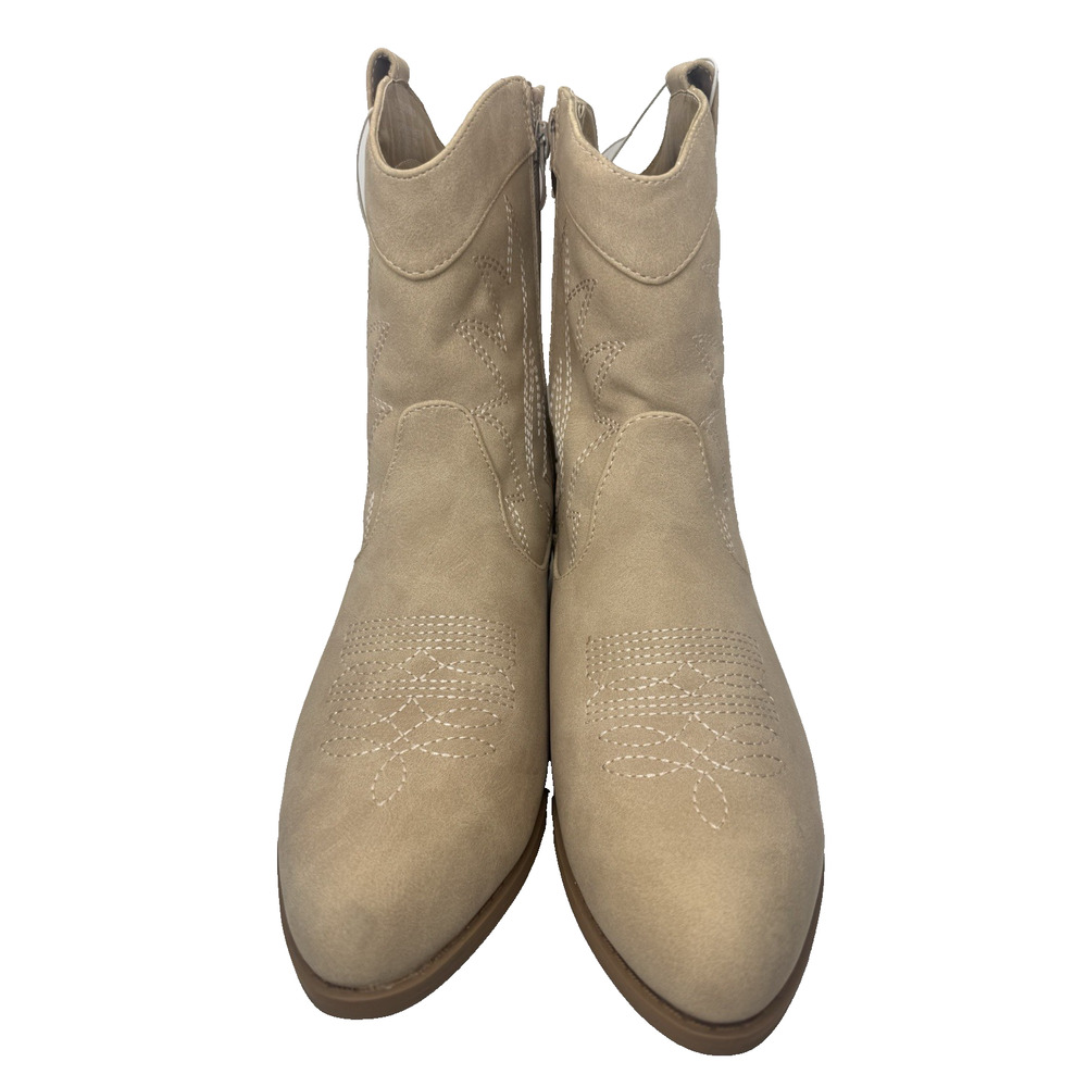 Womens 9 Cowgirl Boots Faux Suede Beige Neutral Country Cowboy Festival Concert - Picture 5 of 9